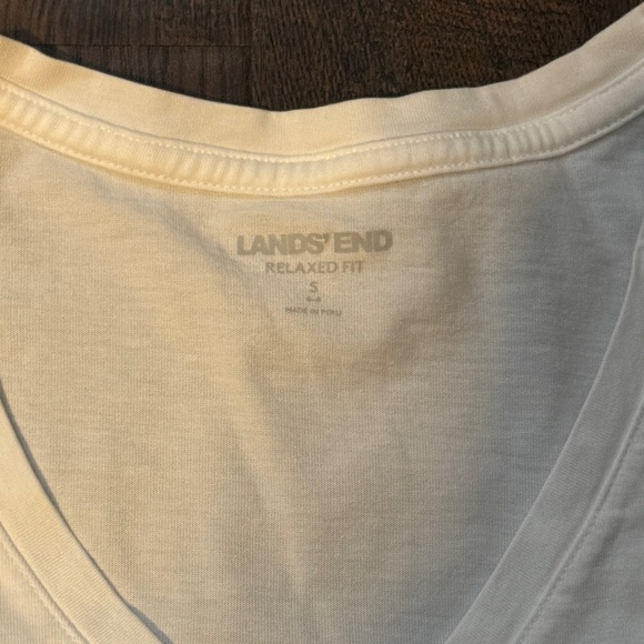 Lands' End Short Sleeve Cream Tee - Picture 3 of 4